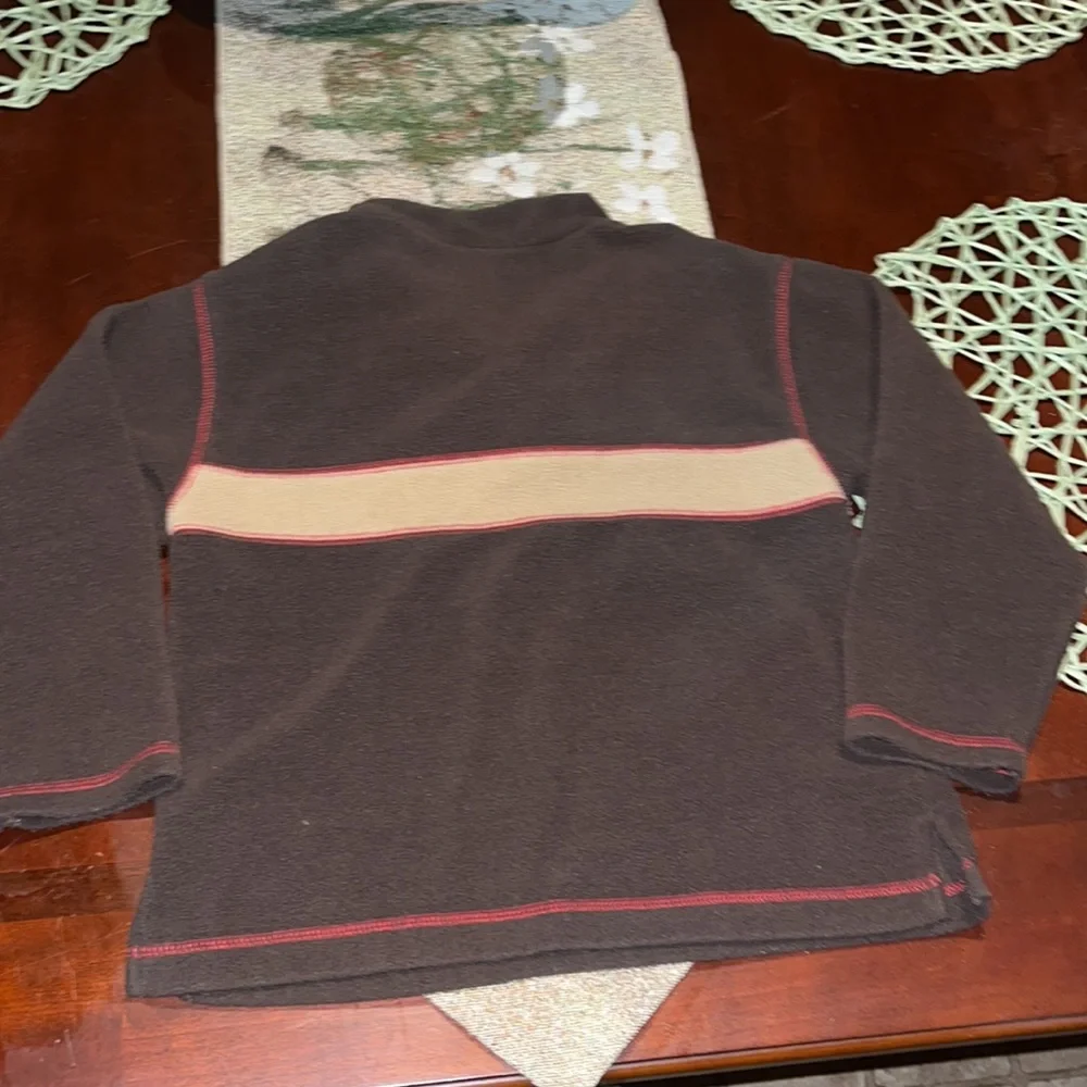 GYMBOREE LIGHT LAYER BROWN CHEST STRIPE CARDIGAN JACKET EUC sz 5